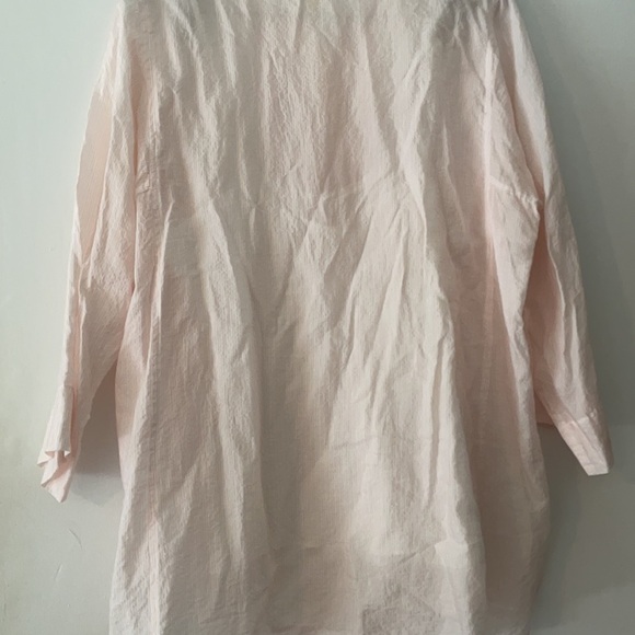 Pure DKNy Mandarin Colar Bwachy Light Pink Semisheer Lined Boho tunic Sz large - Picture 6 of 8